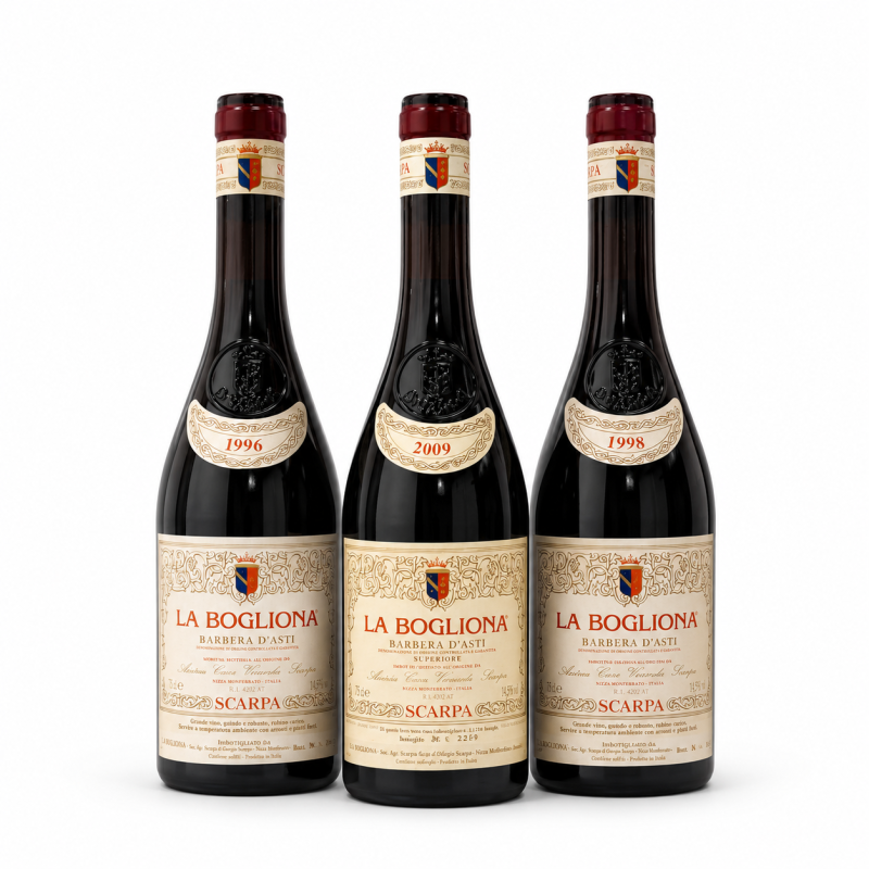 Box Verticale Barbera d'Asti Superiore DOCG La Bogliona 96/98/06 - Scarpa [3bot]