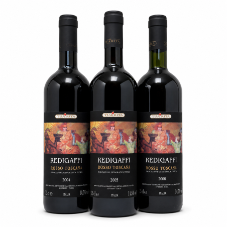 Verticale Merlot Toscana IGT Redigaffi 2004, 2005, 2006 - Tua Rita