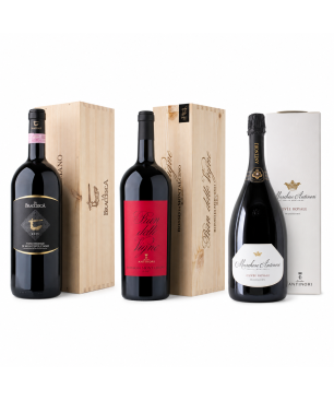 Box Magnum Antinori : Nobile di Montepulciano + Rosso di Montalcino + Franciacorta [3 bot Magnum]